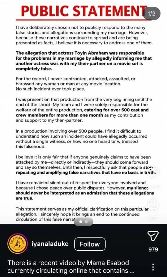 Femi Adebayo's Ex-Wife Finally Speaks Up on Toyin Abraham, Funke Akindele Marriage Rumours 3 6520706c b436 4793 ab34 72386b2bfba22738326952414015699