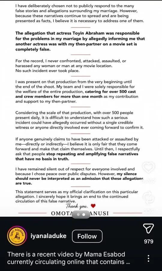 Femi Adebayo's Ex-Wife Finally Speaks Up on Toyin Abraham, Funke Akindele Marriage Rumours 4 de32f552 09bd 4079 b8bc 06ea09fa055c5985338016607829290